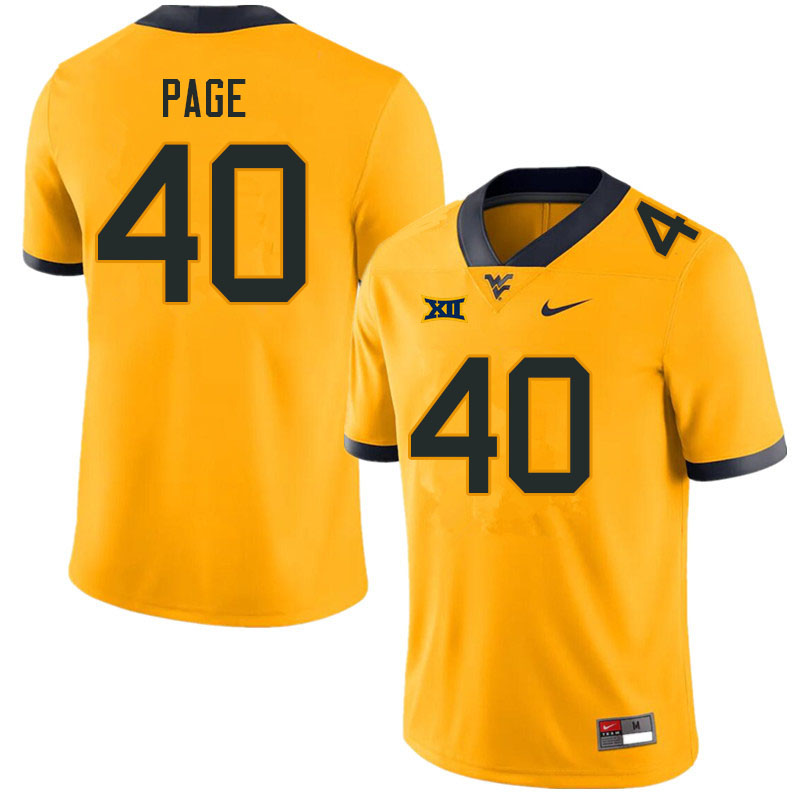 Men #40 Corbin Page West Virginia Mountaineers College Football Jerseys Sale-Gold - Click Image to Close